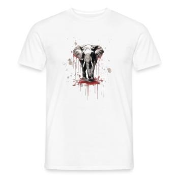 Elephant as plain graffiti - Men's T-Shirt - white - Front - AI Model Male 178 dark (178cm)