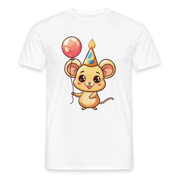 Mouse Birthday Comic - Men's T-Shirt - white - Front - AI Model Male 178 dark (178cm)