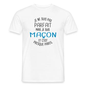 Pas parfait mais maçon - T-shirt homme - blanc - Devant - AI Model Male 178 dark (178cm)