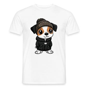 Jack Russell Terrier Dog Winter - Men's T-Shirt - white - Front - AI Model Male 178 dark (178cm)