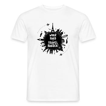 WORK HARD - TRAVEL HARDER - Männer T-Shirt - Weiß - Vorne - AI Model Male 178 dark (178cm)