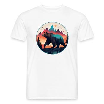 Grizzly Bear Kodiak Bear Silhouette d’ours brun - T-shirt homme - blanc - Devant - AI Model Male 178 dark (178cm)