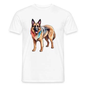 Belgischer Schäferhund Wasserfarben - Männer T-Shirt - Weiß - Vorne - AI Model Male 178 dark (178cm)