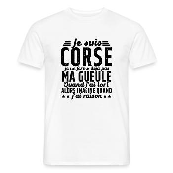 Corse je ne ferme pas ma gueule cadeau humour - T-shirt homme - blanc - Devant - AI Model Male 178 dark (178cm)