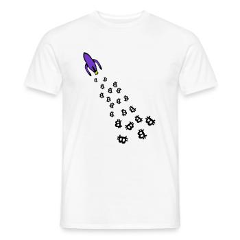 Dans l’espace avec Bitcoin - T-shirt homme - blanc - Devant - AI Model Male 178 dark (178cm)