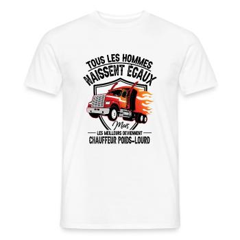 Chauffeur poids lourds , cadeau pour routier - T-shirt homme - blanc - Devant - AI Model Male 178 dark (178cm)