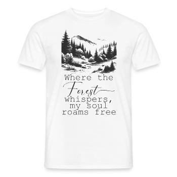 Forest Mountains Motif with Beautiful Saying - Men's T-Shirt - white - Front - AI Model Male 178 dark (178cm)