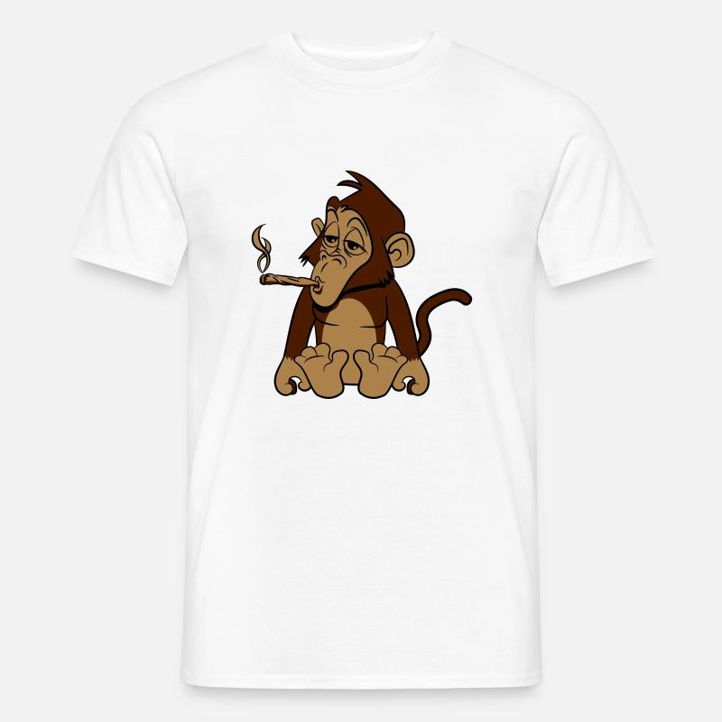 affe Weed Hanf - Männer T-Shirt - Weiß