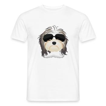 Havanese with sunglasses Dog owners - Men's T-Shirt - white - Front - AI Model Male 178 dark (178cm)