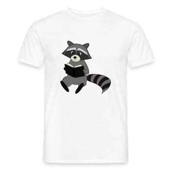 Waschbär liest Buch Geschenkidee - Männer T-Shirt - Weiß - Vorne - AI Model Male 178 dark (178cm)