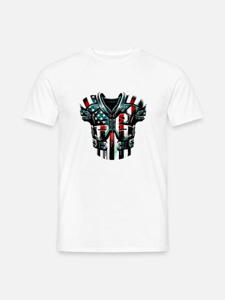 American Football shoulder pads USA flag - Männer T-Shirt - Weiß