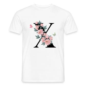 Letter x Pink Flowers - Men's T-Shirt - white - Front - AI Model Male 178 dark (178cm)