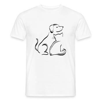 dog and cat - Men's T-Shirt - white - Front - AI Model Male 178 dark (178cm)