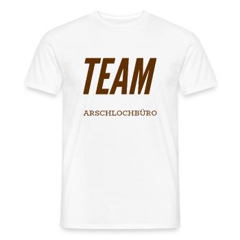 TEAM A-lochbüro. Lustiges T-Shirt für ein Büro : ) - Männer T-Shirt - Weiß - Vorne - AI Model Male 178 dark (178cm)