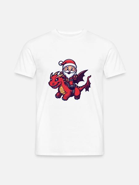 Drache Weihnachtsmann - Männer T-Shirt - Weiß