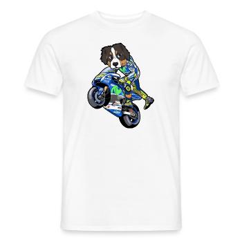 Motorcycle Biker Dog Motorcyclist Gift - Men's T-Shirt - white - Front - AI Model Male 178 dark (178cm)
