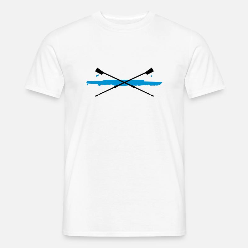 Rudern, Ruderboot und Paddel - Männer T-Shirt - Weiß