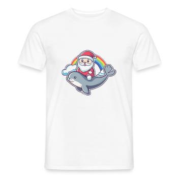 Robbe Tier Weihnachtsmann Regenbogen - Männer T-Shirt - Weiß - Vorne - AI Model Male 178 dark (178cm)