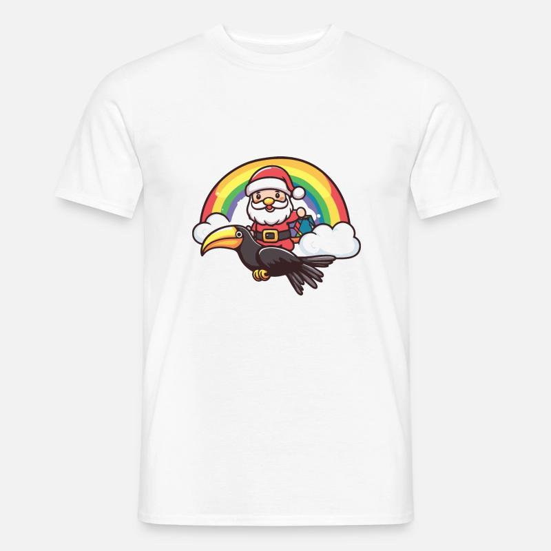 Tukan Vogel Weihnachtsmann Regenbogen - Männer T-Shirt - Weiß
