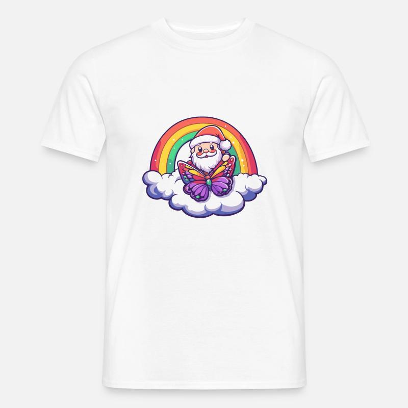 Schmetterling Weihnachtsmann Regenbogen - Männer T-Shirt - Weiß