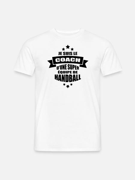 je suis le coach d'une super équipe de handball - T-shirt homme - blanc