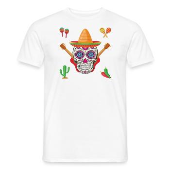 Mandala skull celebrating Spanish holidays - Men's T-Shirt - white - Front - AI Model Male 178 dark (178cm)