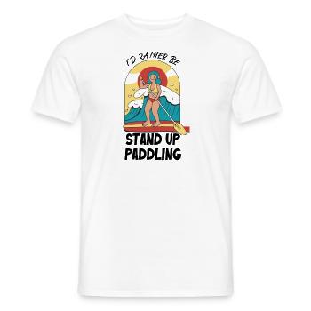 Je préfère être debout pagayer - T-shirt homme - blanc - Devant - AI Model Male 178 dark (178cm)