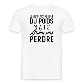 Je devrais perdre du poids mais j'aime pas perdre - T-shirt homme - blanc - Devant - AI Model Male 178 dark (178cm)