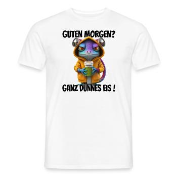 Guten Morgen? Ganz dünnes Eis! Lustiger Gecko - Männer T-Shirt - Weiß - Vorne - AI Model Male 178 dark (178cm)