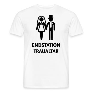 Endstation Traualtar (Bräutigam / Braut / JGA / B) - Männer T-Shirt - Weiß - Vorne - AI Model Male 178 dark (178cm)