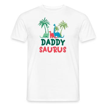 Dinosaur Birthday Daddy Saurus Matching Family - Men's T-Shirt - white - Front - AI Model Male 178 dark (178cm)