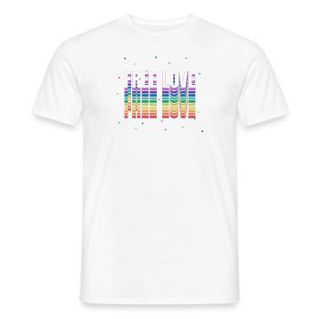 FREE LOVE Rainbow Colors - Männer T-Shirt - Weiß - Vorne - AI Model Male 178 dark (178cm)