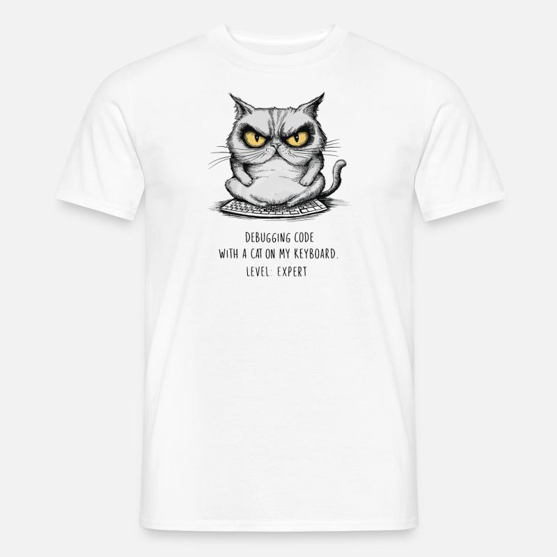Débogage Code Chat Clavier Expert Humour - T-shirt homme - blanc