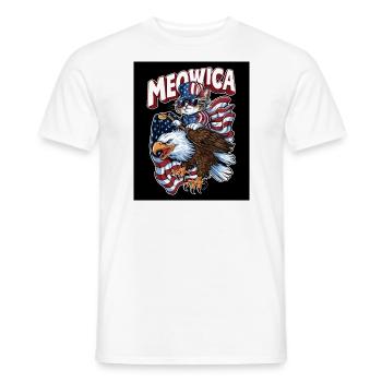 Chat patriotique chevauchant un pygargue à tête blanche Meowica 4 - T-shirt homme - blanc - Devant - AI Model Male 178 dark (178cm)