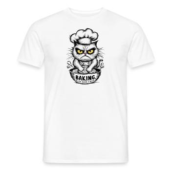 Drôle Chat Agacé Baker Design - T-shirt homme - blanc - Devant - AI Model Male 178 dark (178cm)