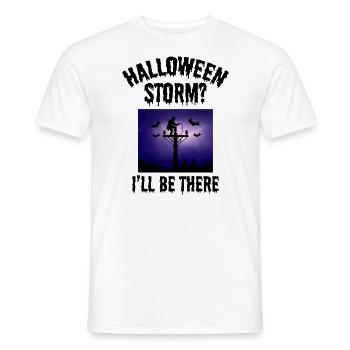 Halloween Storm? I’ll Be There – Lineman Halloween - Men's T-Shirt - white - Front - AI Model Male 178 dark (178cm)