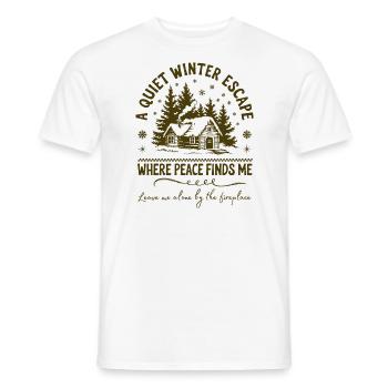 Une évasion hivernale tranquille, laissez-moi près de la cheminée - T-shirt homme - blanc - Devant - AI Model Male 178 dark (178cm)