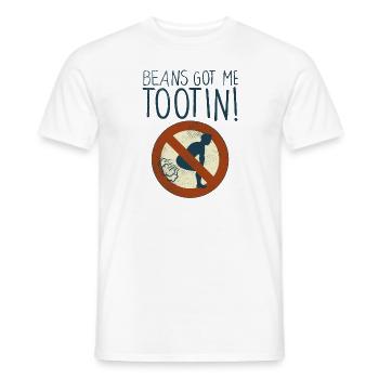 Beans Got Me Tootin fèves pups des ballonnements - T-shirt homme - blanc - Devant - AI Model Male 178 dark (178cm)