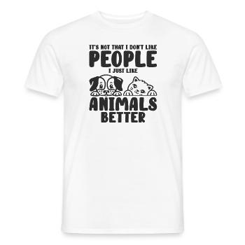 Amoureux des animaux Introverti Chat Chien Animal de compagnie - T-shirt homme - blanc - Devant - AI Model Male 178 dark (178cm)