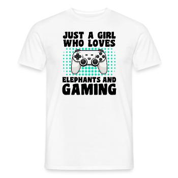Gamer & Elephants Video Games & Majestic Power - Men's T-Shirt - white - Front - AI Model Male 178 dark (178cm)