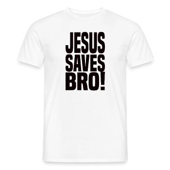 Jésus sauve Bro! - T-shirt homme - blanc - Devant - AI Model Male 178 dark (178cm)
