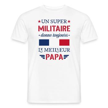 Super Papa Militaire Cadeau Fete Des Peres - T-shirt homme - blanc - Devant - AI Model Male 178 dark (178cm)