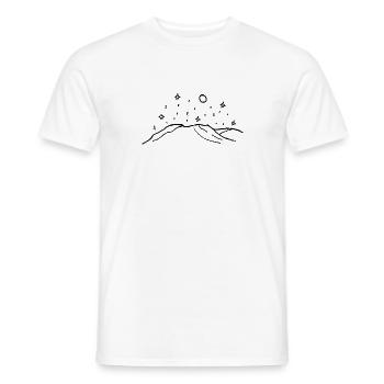 Mountains with Stars and Full Moon Drawing - Men's T-Shirt - white - Front - AI Model Male 178 dark (178cm)