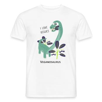 Dinosaur Veganosaurus - Men's T-Shirt - white - Front - AI Model Male 178 dark (178cm)