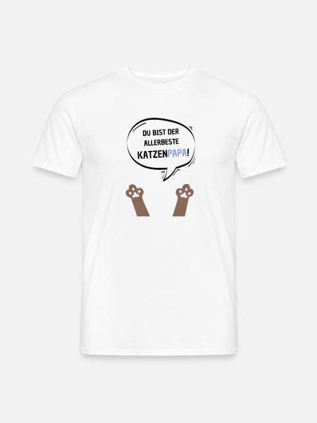 Du bist der beste Katzenpapa braun - Männer T-Shirt - Weiß
