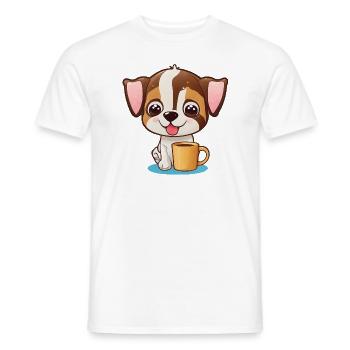 A must for every dog lover: happiness with a dog - Men's T-Shirt - white - Front - AI Model Male 178 dark (178cm)