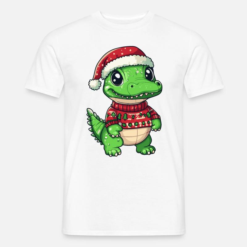 Alligator Weihnachten Comic - Männer T-Shirt - Weiß