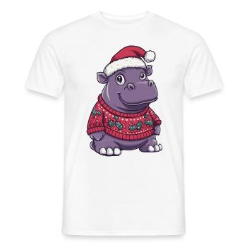 Nilpferd Weihnachten Comic - Männer T-Shirt - Weiß - Vorne - AI Model Male 178 dark (178cm)