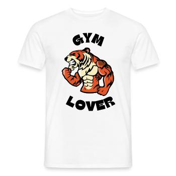 Orange Illustrated Tiger Gym Lover Weight Training - Men's T-Shirt - white - Front - AI Model Male 178 dark (178cm)