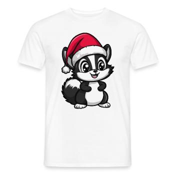 Skunk Noël mignon - T-shirt homme - blanc - Devant - AI Model Male 178 dark (178cm)